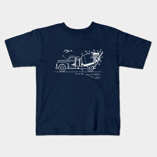 Vintage Concrete Truck Patent Image 1952 Kids T-Shirt by MadebyDesign